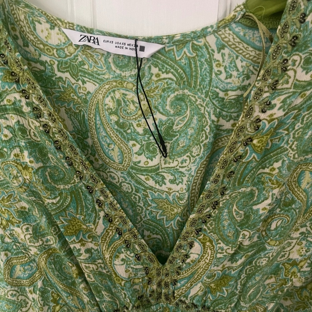 Zara beaded green dress